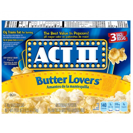 Act 11 Microwave Popcorn Butter Lovers 8.25oz